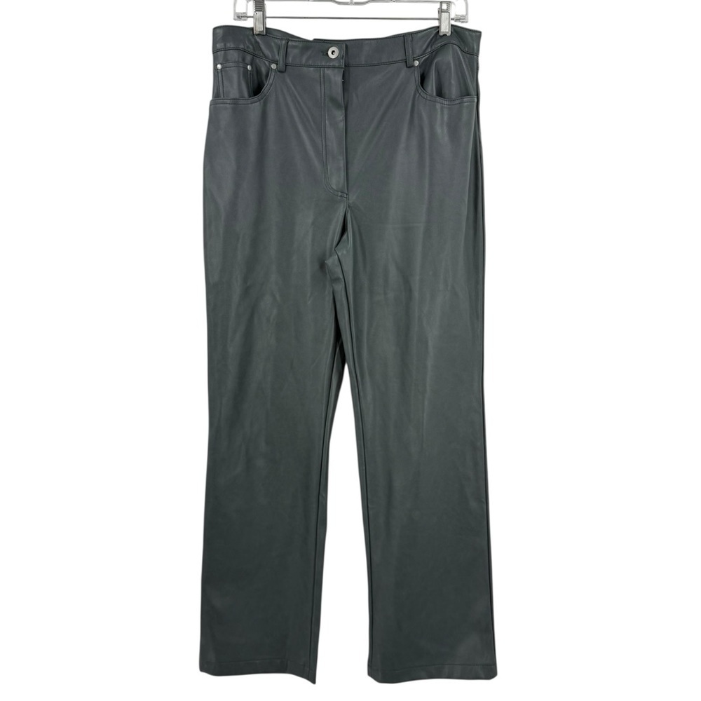 7 For All Mankind Straight Leg Vegan Faux Leather Pants Gray Women’s Size L